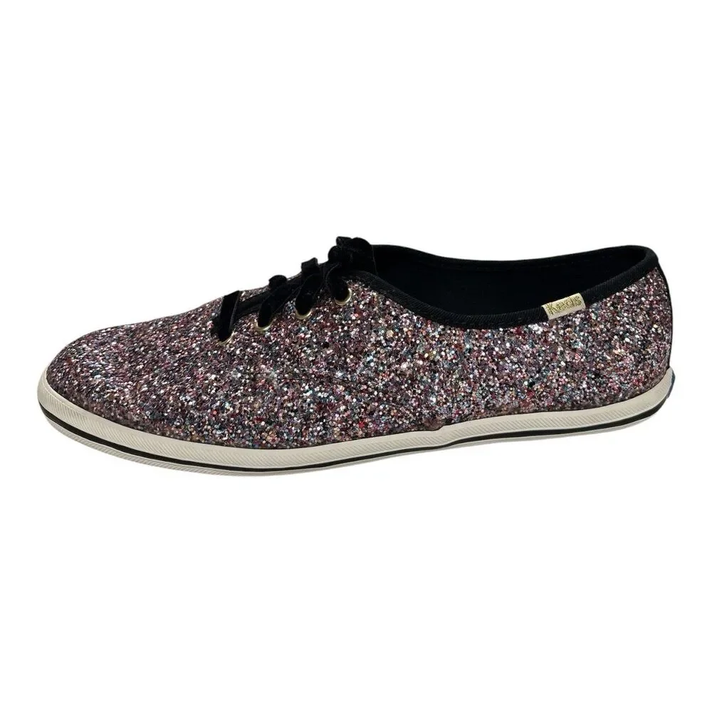 Keds x Kate Spade Champion Glitter Pink Sneakers Womens 8.5 Velvet Laces